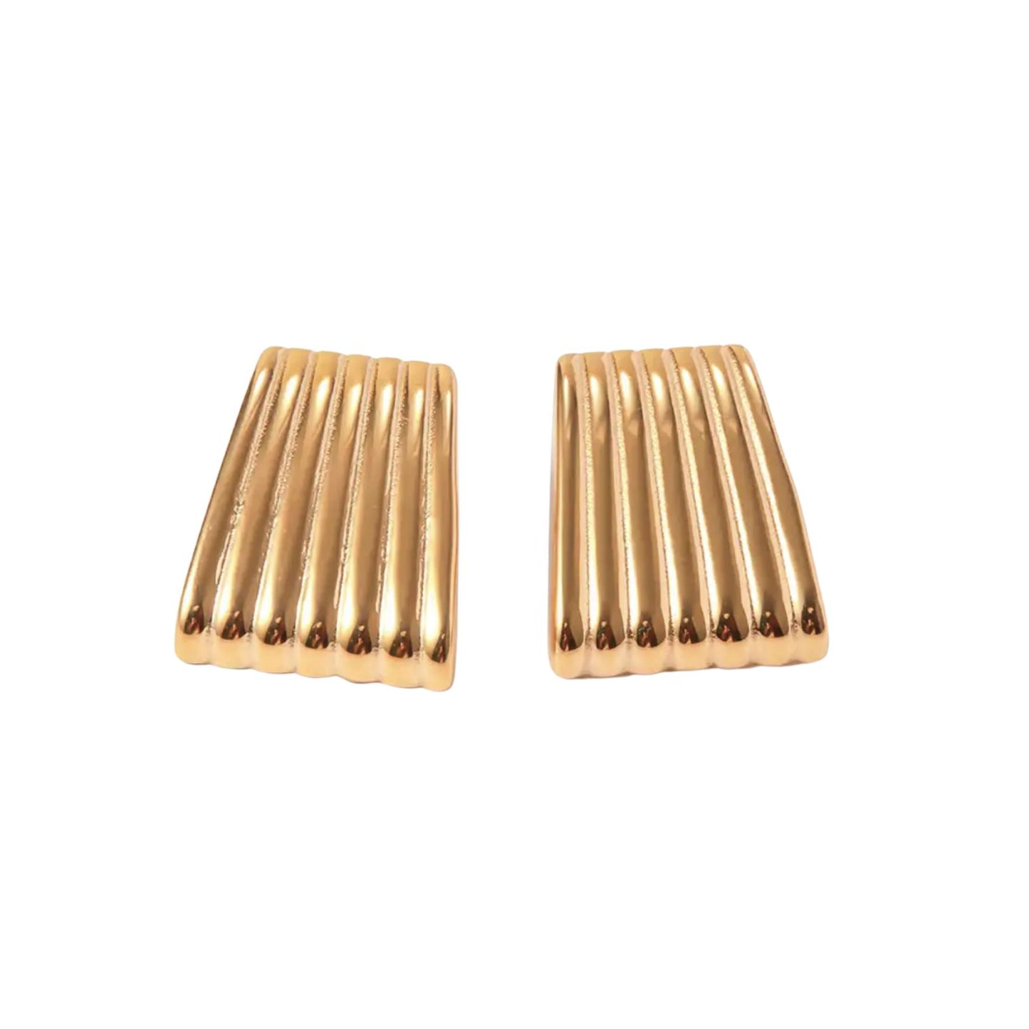 “Mara classic gold ribbed earrings by Arella”