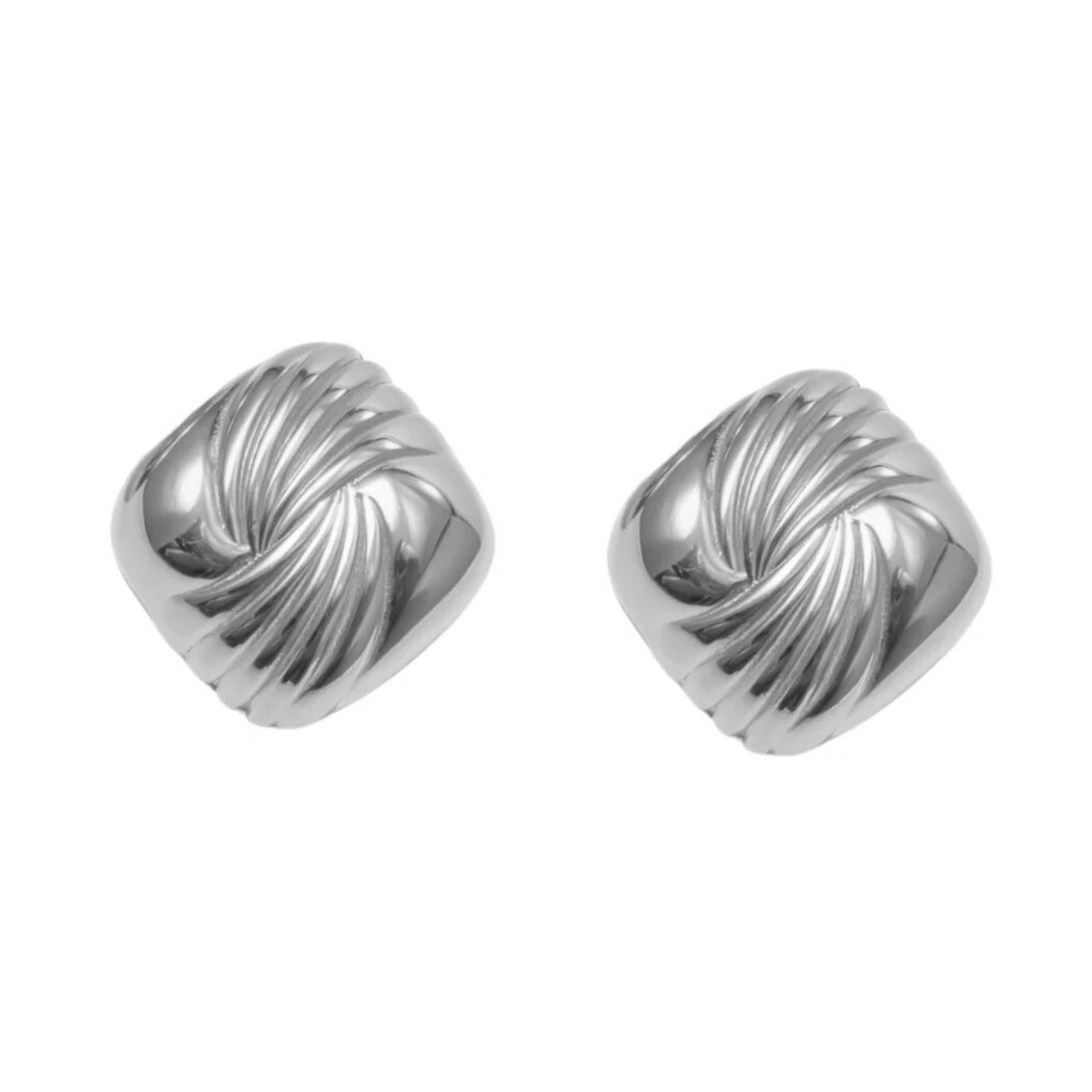 Arella Elodie Silver Earrings – sculptural, vintage-inspired silver studs, lightweight and perfect for any occasion.