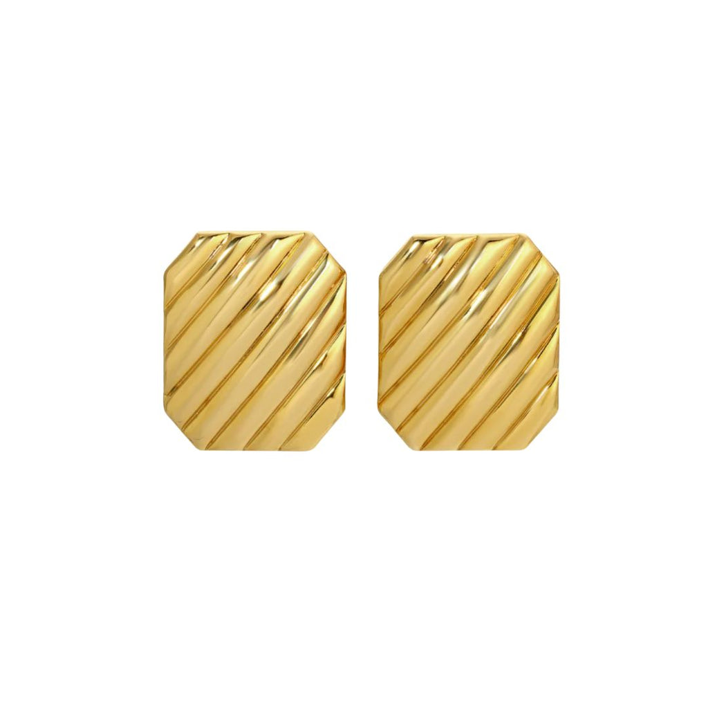 Vintage inspired Ribbed gold layers form statement earrings by Arella