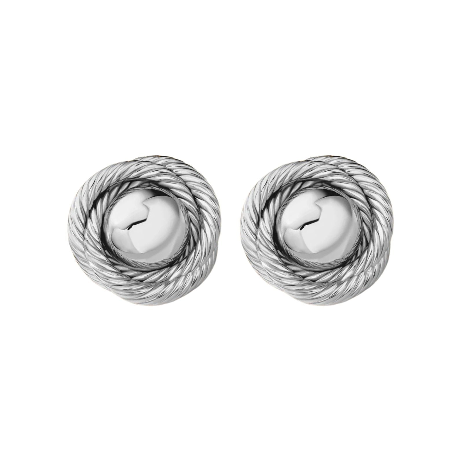 Coco vintage-inspired silver statement earrings by Arella The Label — bold sculptural studs inspired by Coco Chanel style. 
