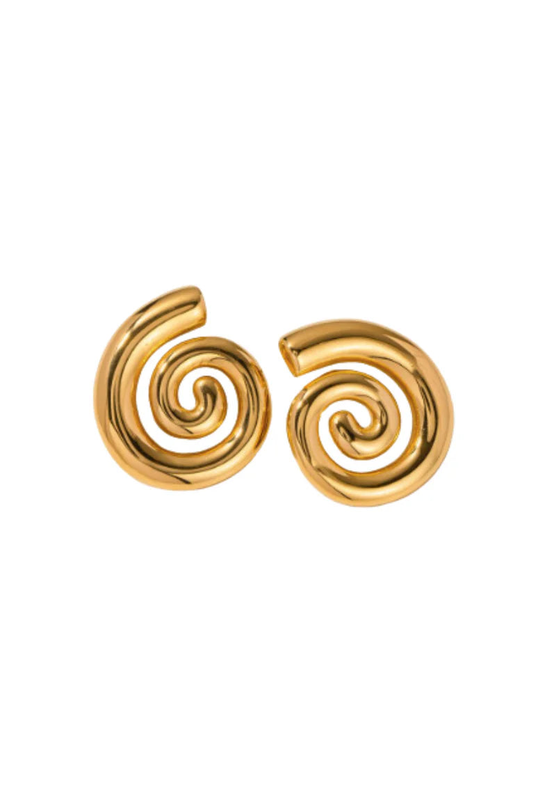 Gold swirl stud earring. Vintage inspired by Arella Jewelry in Los Angeles. 