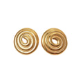 Whirl vintage-inspired statement earrings by Arella The Label. Gold round swirl pattern stud  earrings